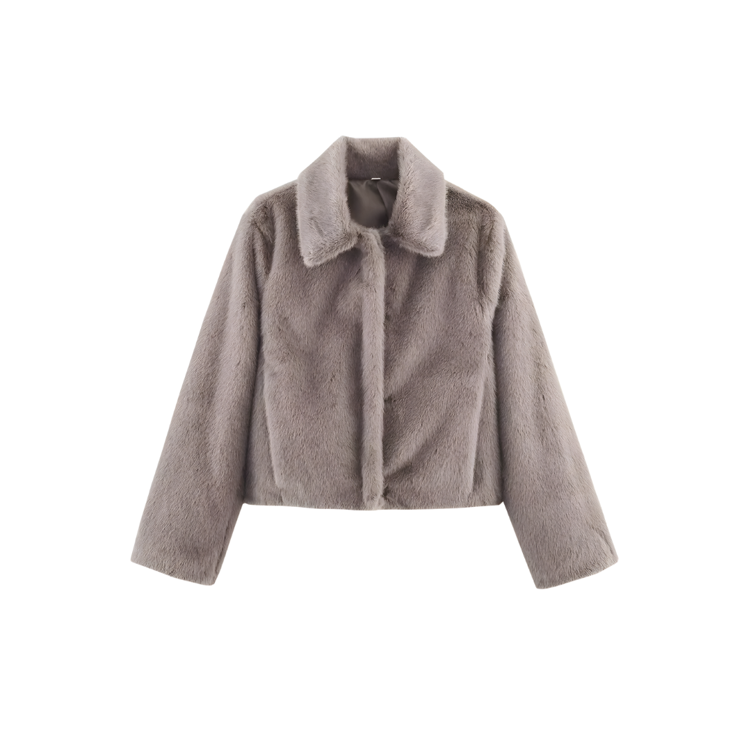 Women’s Loose-Fit Brown Lapel Jacket with Button Embellishments, Autumn/Winter Collection