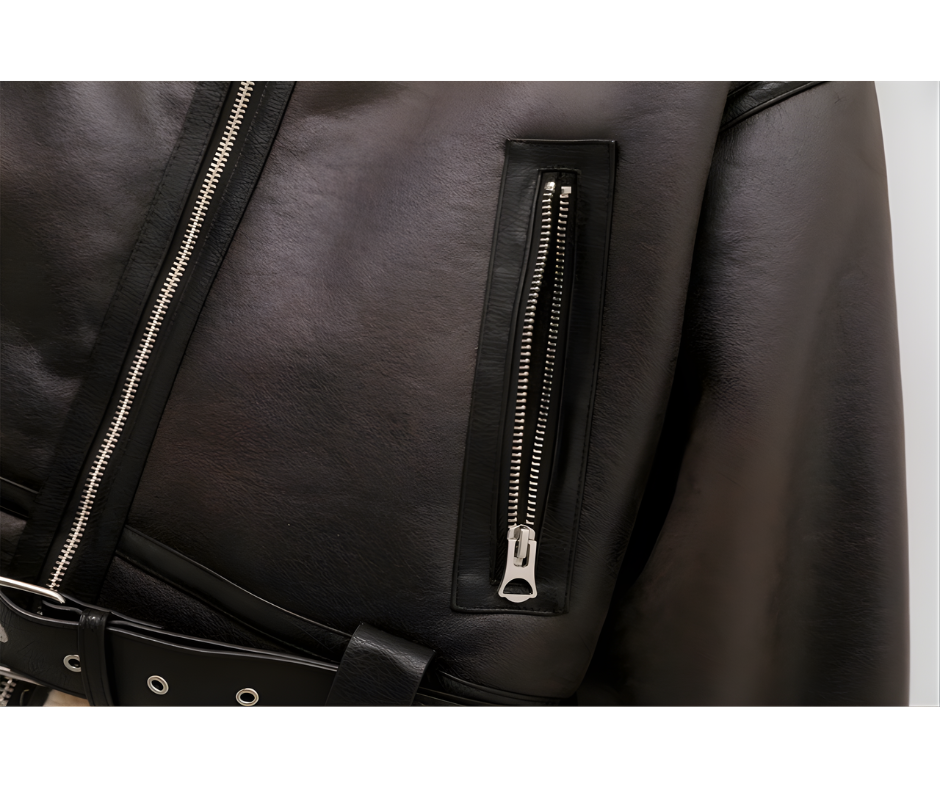 Women’s Faux Shearling Jacket, Vintage Style, Belted Hem, Warm and Cozy