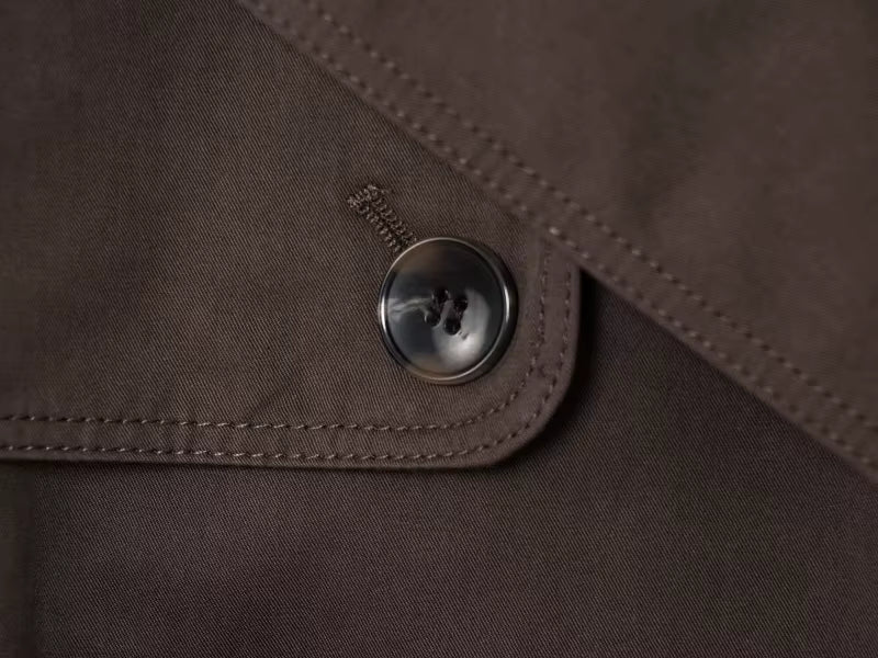 Women’s British-Inspired Double-Breasted Trench Coat, Maillard Color Palette, Autumn