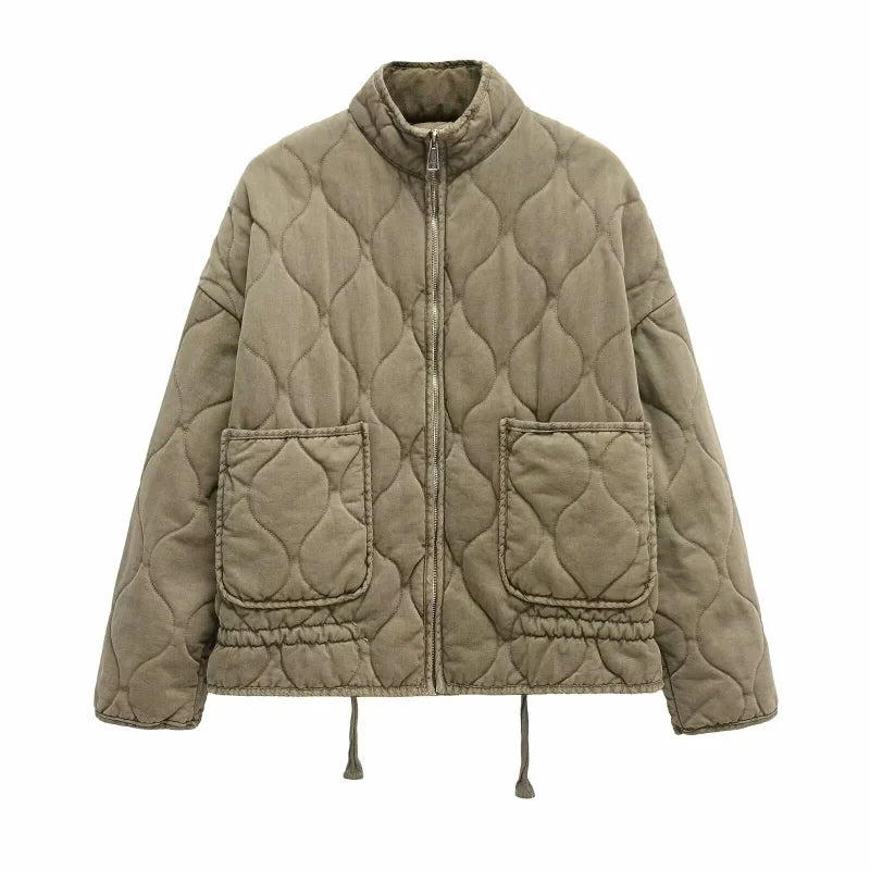 Women’s Vintage-Inspired Quilted Jacket, Cotton–Lenzing™ Rayon Blend, High Collar, 2025 Collection