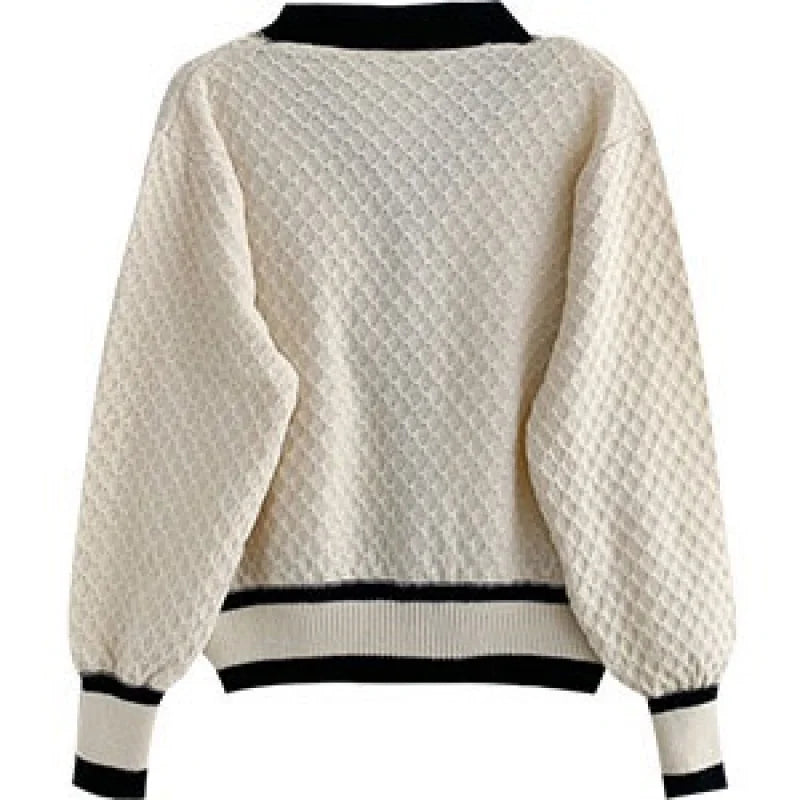 Women’s Korean-Inspired Loose Knit Cardigan with Long Sleeves