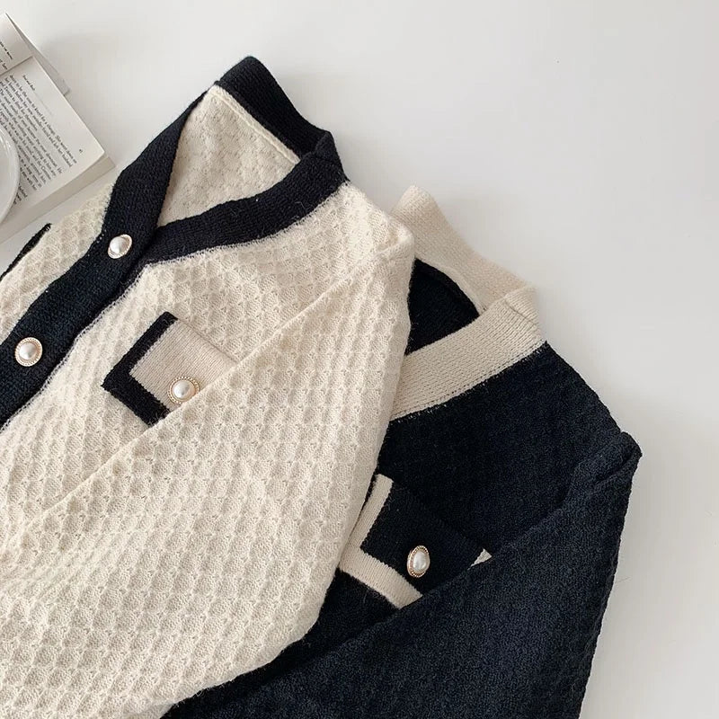 Women’s Korean-Inspired Loose Knit Cardigan with Long Sleeves