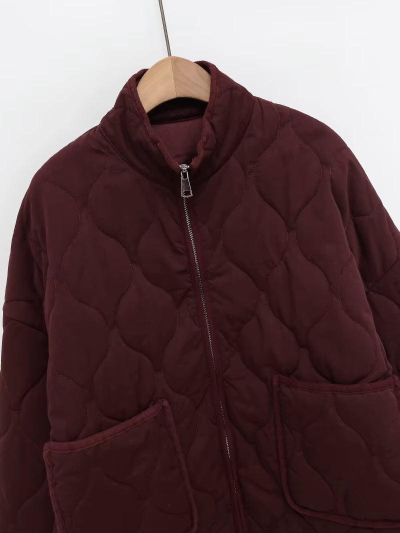 Women’s Vintage-Inspired Quilted Jacket, Cotton–Lenzing™ Rayon Blend, High Collar, 2025 Collection