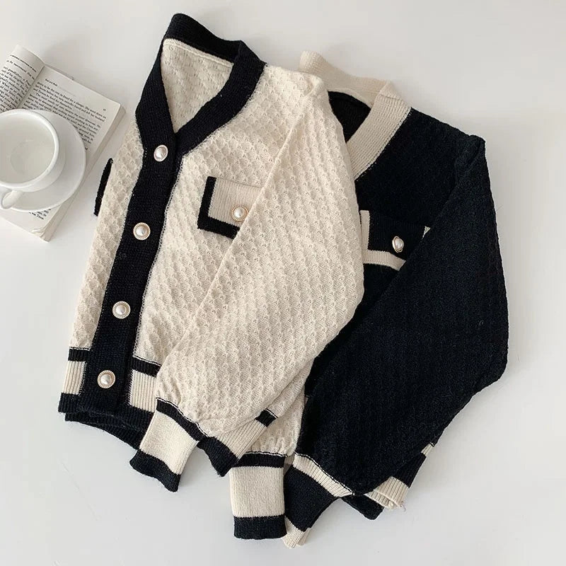 Women’s Korean-Inspired Loose Knit Cardigan with Long Sleeves