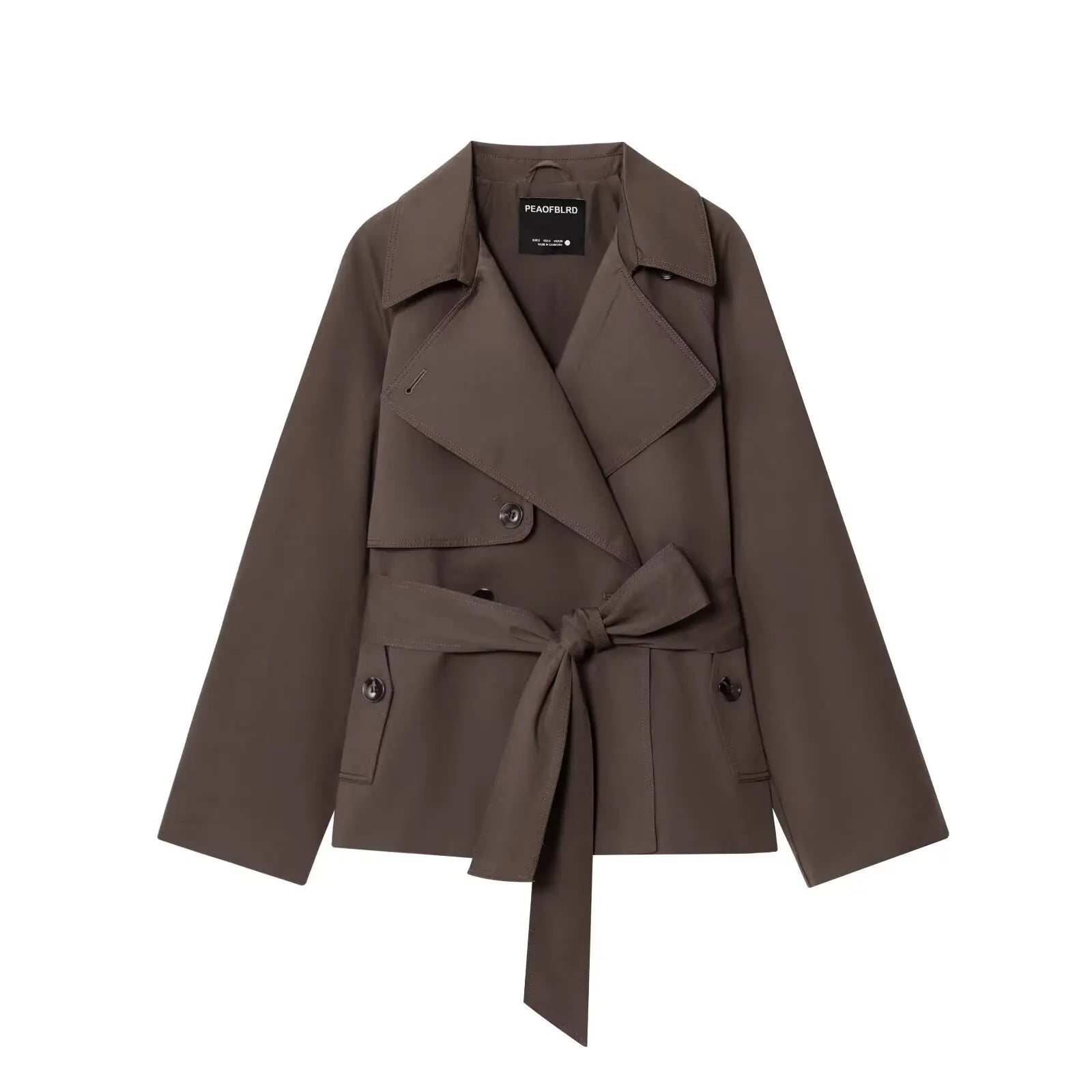 Women’s British-Inspired Double-Breasted Trench Coat, Maillard Color Palette, Autumn