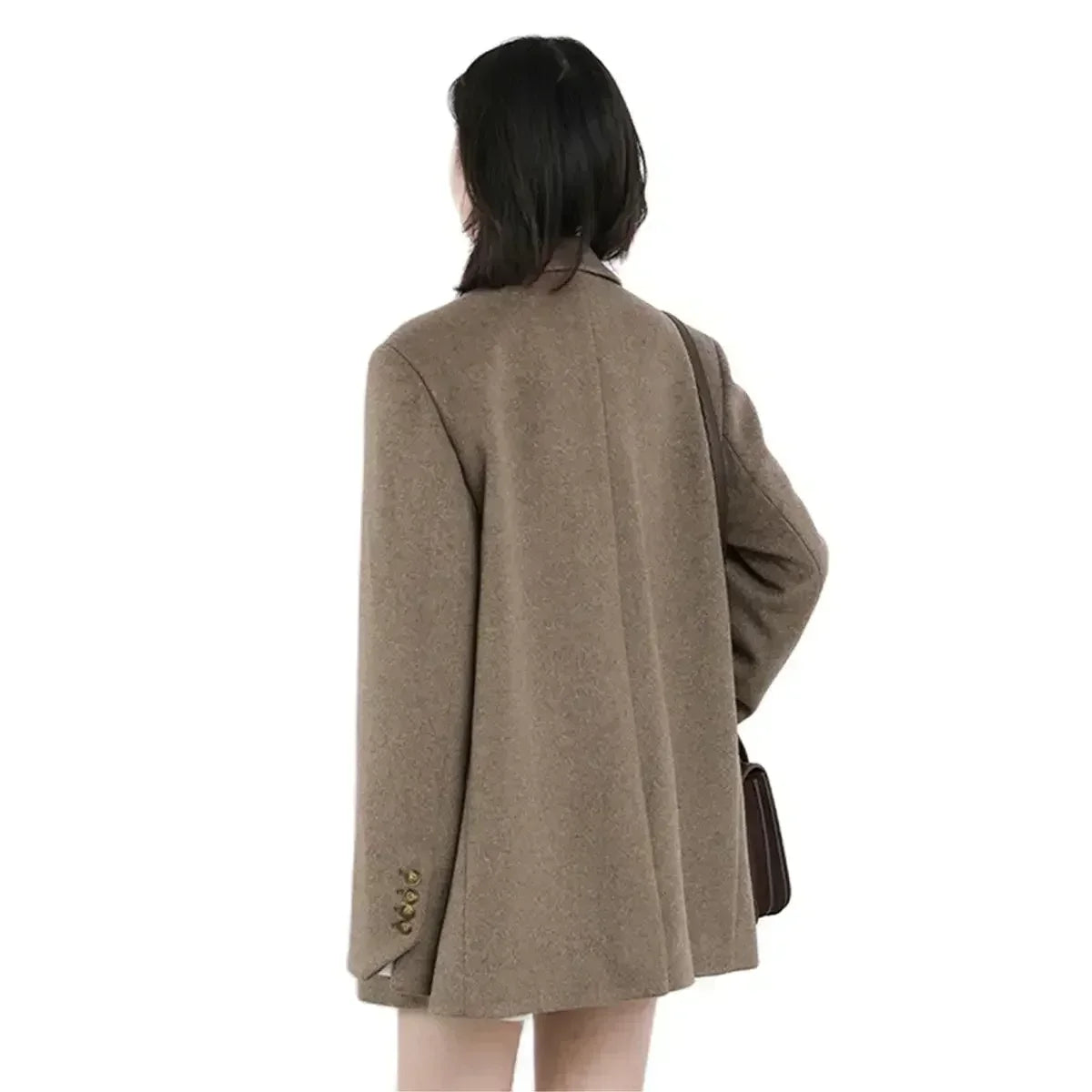 Women’s Wool Blend Mid-Long Blazer Coat, Tailored Office Style, Autumn/Winter Collection