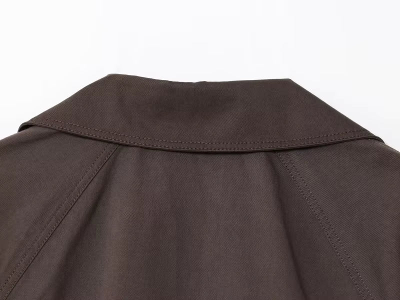 Women’s British-Inspired Double-Breasted Trench Coat, Maillard Color Palette, Autumn