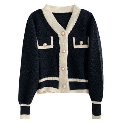 Women’s Korean-Inspired Loose Knit Cardigan with Long Sleeves