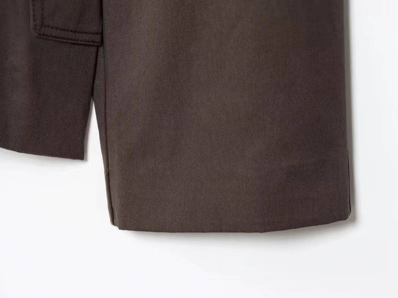 Women’s British-Inspired Double-Breasted Trench Coat, Maillard Color Palette, Autumn